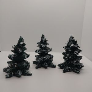 3 Vintage Mervyns Christmas village square christmas trees Lot#1